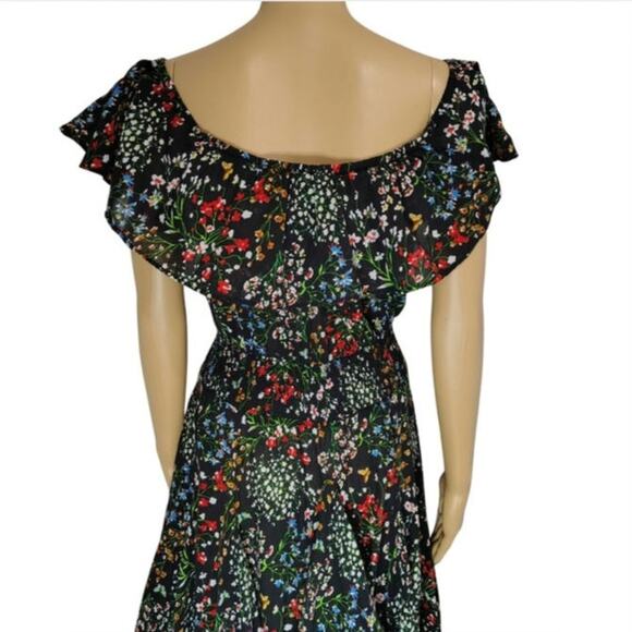 Chelsea & Theodore Floral Peasant Fit Flare Maxi Sundress Smocked Waist Size M - Picture 3 of 8